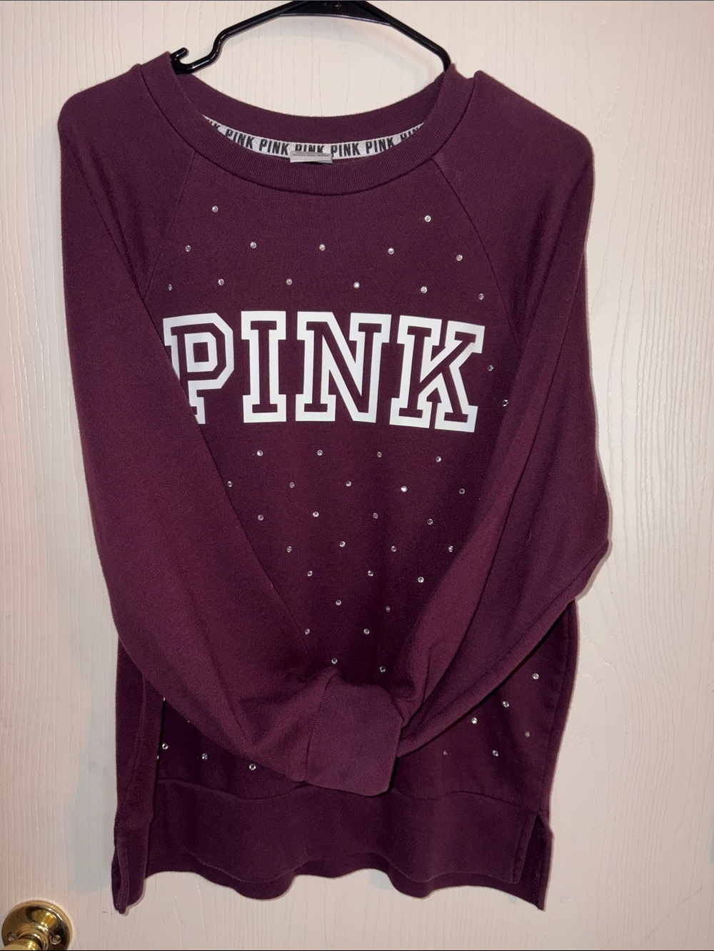 Victoria's Secret PINK Crewneck Sweatshirt — Plum with Silver gemstones